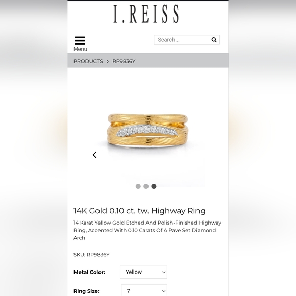 i. reiss Jewelry - I.Reiss 14K Gold 0.10 ct. tw. Highway Ring, size 7
